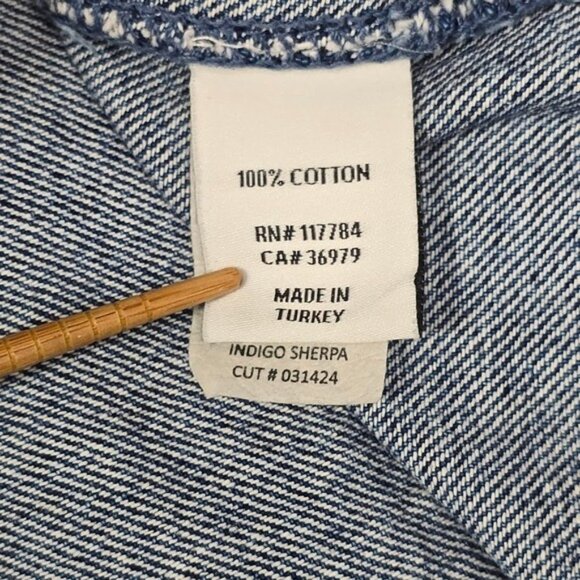 Rails Cheyenne Faux Shearling Collar Denim Zip Up Utility Jacket M Pockets - Picture 6 of 7